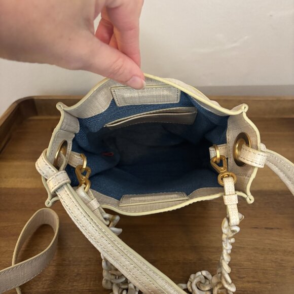 Hammitt Davis Small Undercover Daisy Cream Blue Vintage '21 Crossbody w Dust Bag - Picture 10 of 14